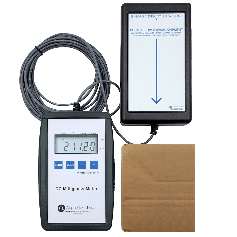 Air Shipment Milligauss Oersted Meter (ASMGM) measuring Packages, Freight