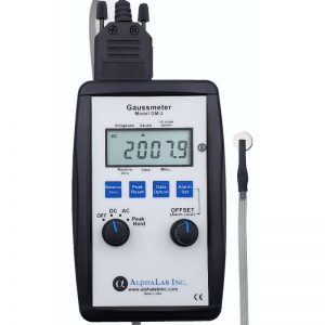 Single Axis AC/DC Gaussmeter/Magnetometer measuring a magnet with a Universal ST probe