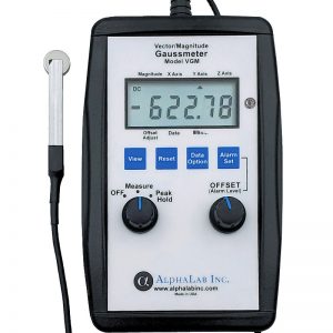 3-Axis DC Gaussmeter/Vector Magnetometer measuring a magnet